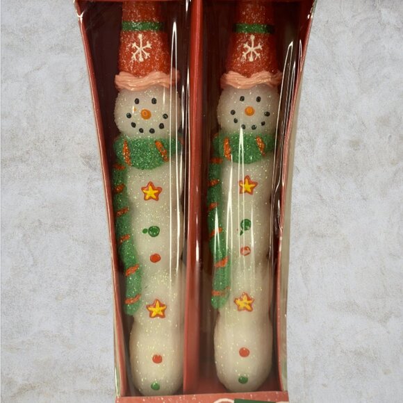 ROSS -- Christmas Candles, Snowman Shape, Set of 2, "Snowy Days," Vintage - Picture 2 of 4